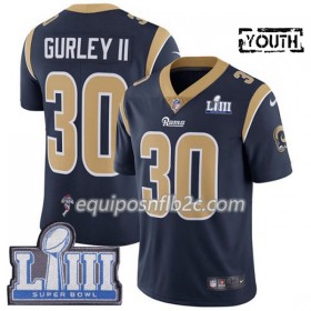 Camiseta Niño NFL Los Angeles Rams Todd Gurley II 30 Nike Azul 2019 Super Bowl LIII